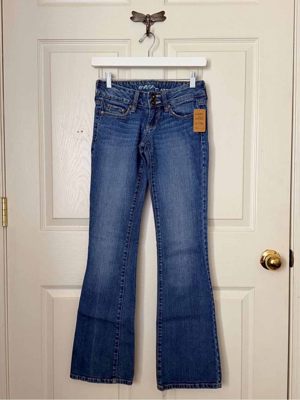 1224 Bullhead Marin Ultra Low Rise Flare Jeans 0 Reg (24x30.5) Light Wash